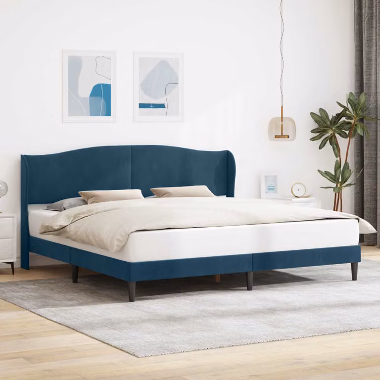 Struttura del letto con testiera vidaXL in velluto blu, dimensioni 200 x 200 cm