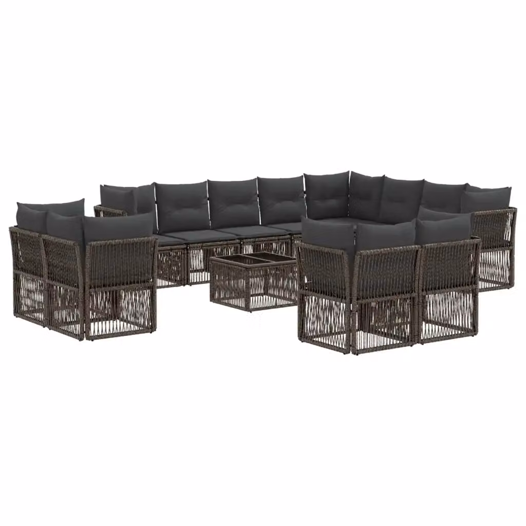 Set Divano da Giardino a L con Tavolino vidaXL Grigio, 13 Pezzi con Cuscini e Struttura in Metallo e Polyrattan – 2