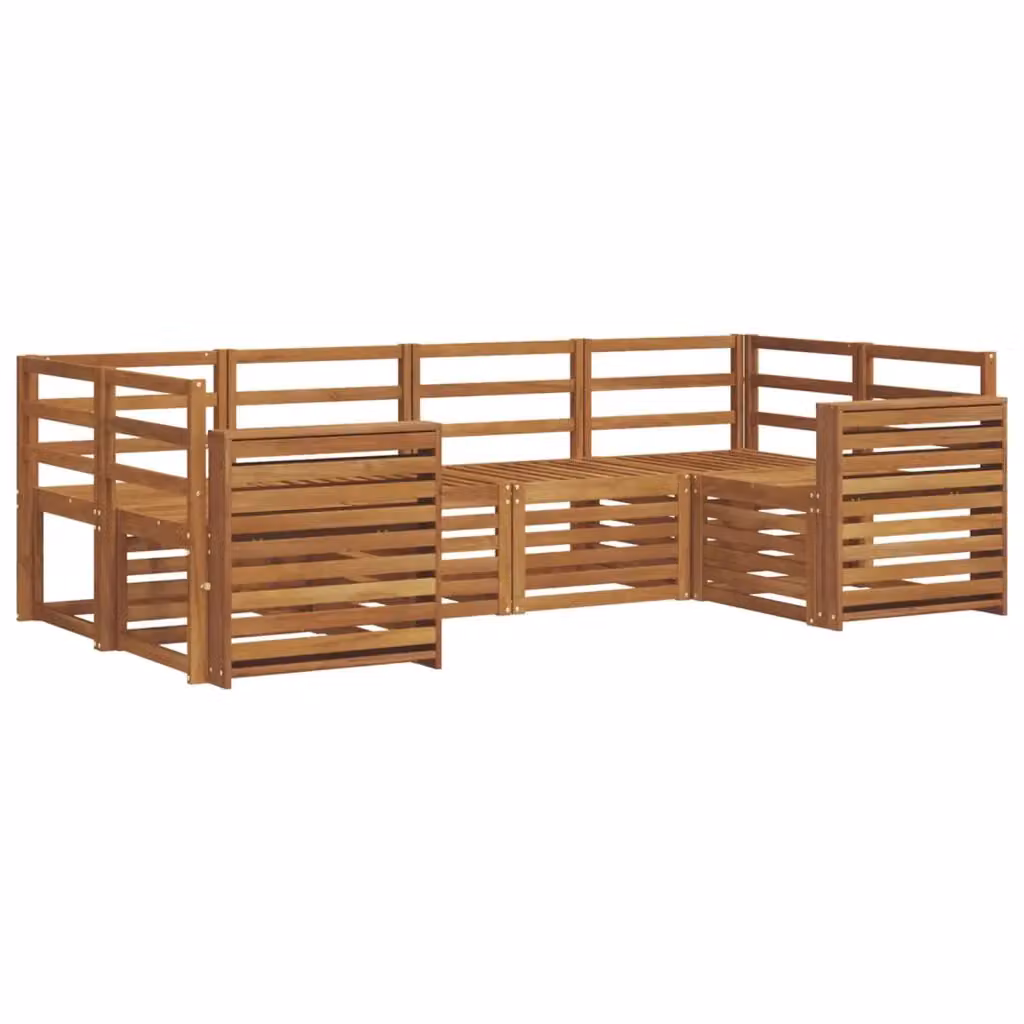 Set di divani da esterno a L vidaXL in legno di acacia color marrone e beige, composto da 6 pezzi per giardino o terrazza – 2