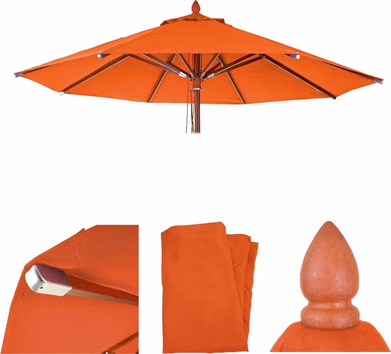 Rivestimento di ricambio per ombrellone da esterno in legno per la ristorazione HWC-C57, rivestimento per ombrellone, rotondo Ø 3 m, poliestere ~ terracotta