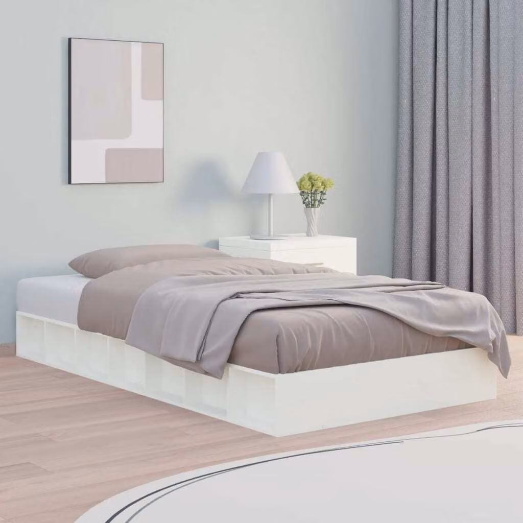 The Living Store Letto in legno massiccio bianco 75x190 cm