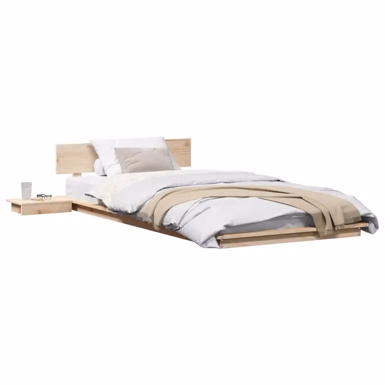 Letto con testiera in legno di pino Marrone vidaXL L/P/H: 90 x 200 cm