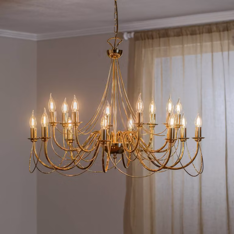 Lampadario a soffitto Retro Domiluce, dimmerabile, Ottone / Oro, Soggiorno / Sala da pranzo, Metallo, Lampadario