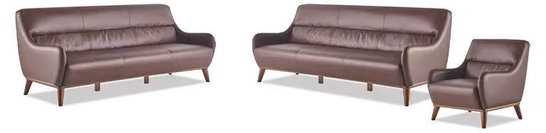Sitzmöbel 3-Sitzer Sessel Braun Ledersofas Couch Lehnsessel Klassisch