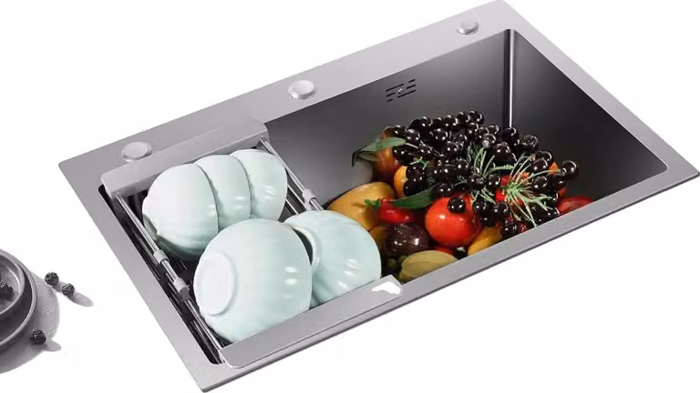 Lavello da cucina in acciaio inox, vasca grande 45 * 66 cm, design a vasca singola
