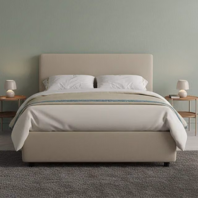 Letto contenitore con base a sollevamento Talamo Italia, Grigio Tortora, con materasso incluso, L/P/H: 120 x 200 x 35 cm