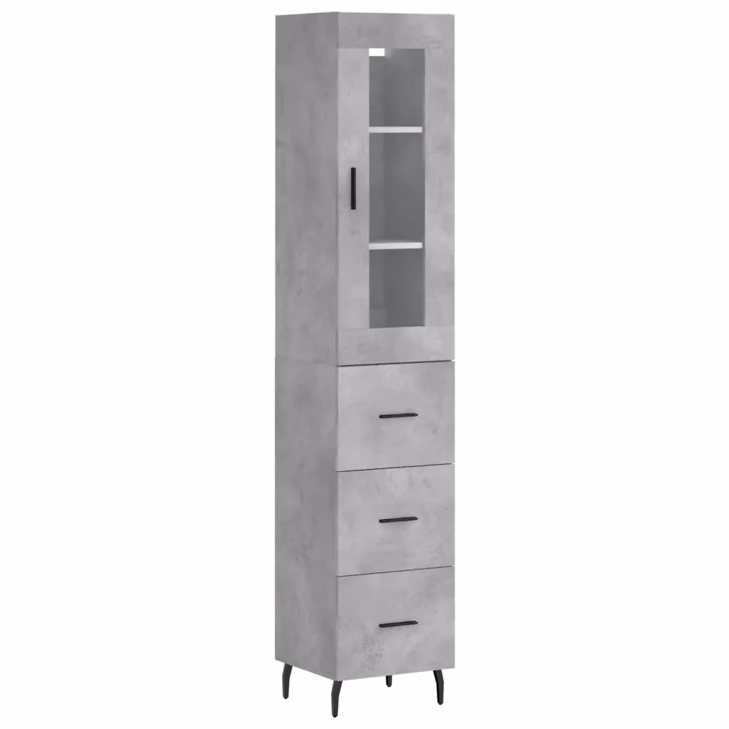 Credenza moderna vidaXL in legno e metallo colore grigio L: 34,5 cm, P: 34 cm, H: 180 cm – 2