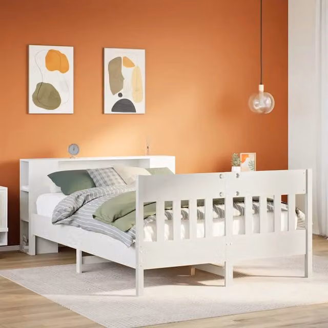 Letto Libreria senza Materasso Bianco 135x190 cm Legno di Pino 3323192