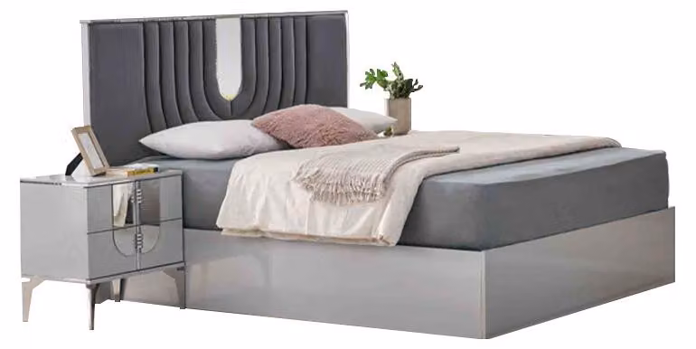 Bettrahmen Doppelbett Schlafzimmerbett Bett Grau Betten Möbel Ehebett