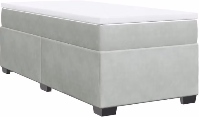 Letto singolo | Letto per adulti | Giroletto a Molle con Materasso Grigio Chiaro 90x200 cm Velluto
