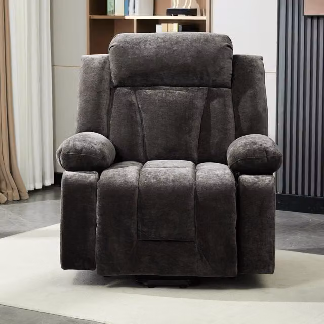 Poltrona relax elettrica MIVRAY con funzione alzapersona, massaggio a 8 punti e riscaldamento lombare in tessuto marrone
