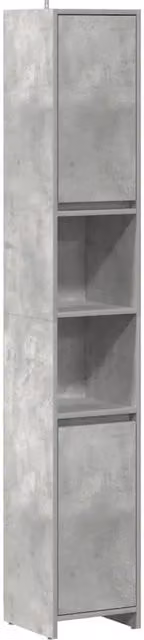 Mobiletto da bagno classico sospeso in legno composito grigio cemento con ante e ripiani L/P/H: 30 x 30 x 183,5 cm