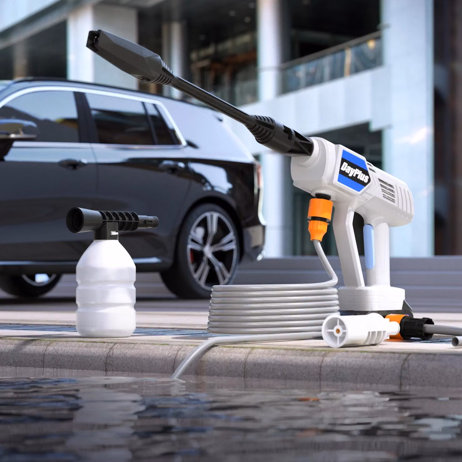 Idropulitrice a batteria - Pistola a getto d'acqua elettrica - 21 V - 2 batterie - Ricaricabile - Alta pressione - Funzione schiuma