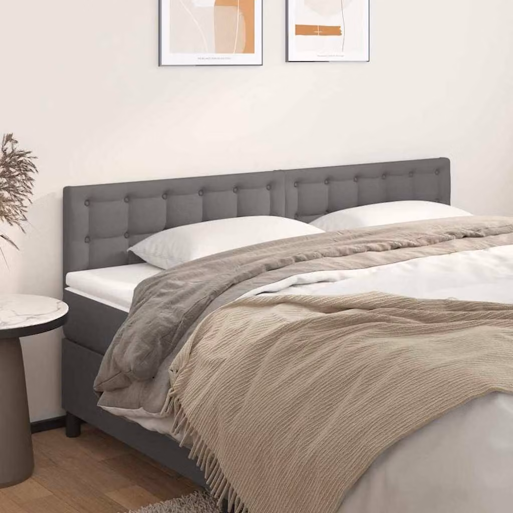 Testiera per letto imbottita vidaXL in similpelle grigia, L: 180 cm, P: 5 cm, H: 78-88 cm