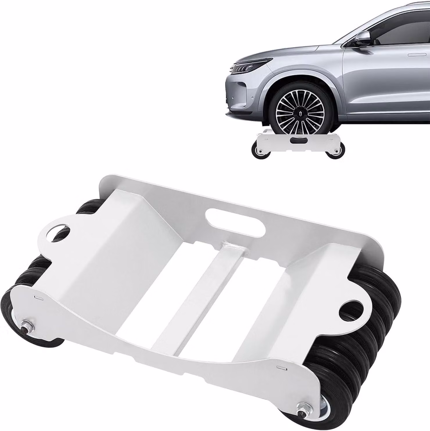 Carrello mobile per pneumatici, capacità di carico 2040 kg, 14 ruote, acciaio, dimensioni 60 x 33 cm, ideale per officine