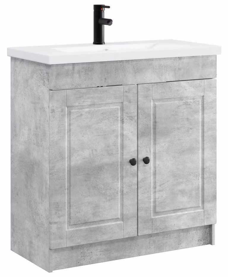 Set di mobili da bagno in grigio cemento, dimensioni 78,5 x 37,5 x 81 cm