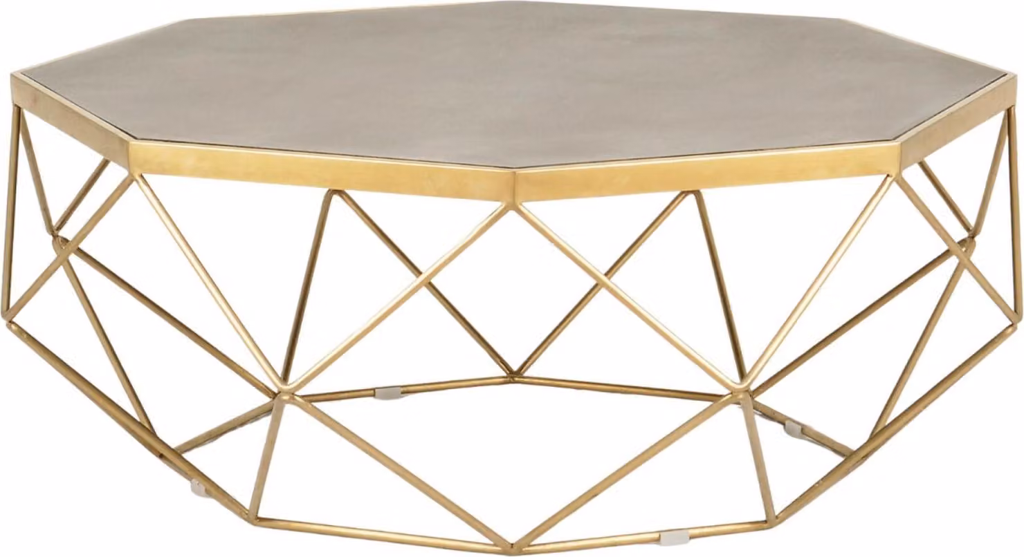 FURNLUX Tavolino Glamour Concrete And Gold 106cm / Colore principale: Oro / Dimensioni: 106 x 40 x 106 cm