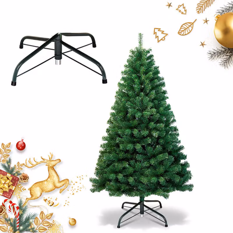 Jayseuw 150cm albero di Natale artificiale, albero di Natale con supporto in metallo, albero di Natale 488 punte aghi in PVC, albero di Natale artificiale sistema pieghevole verde