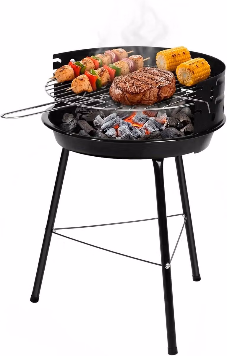 Griglia per carbone, compatta, dimensioni 33x35x56 cm, in acciaio, ideale per balconi e terrazzi