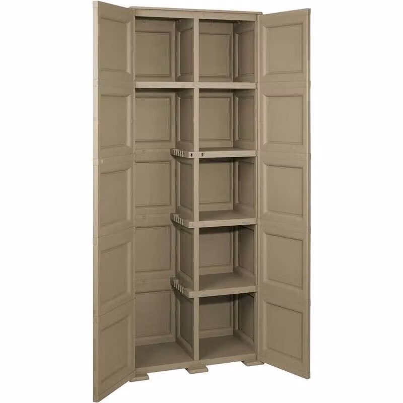 Armadio Tontarelli a 2 Ante Beige con 6 Scomparti e Vano Portascope per Ingresso e Lavanderia L/P/H: 79 x 43 x 203 cm – 2