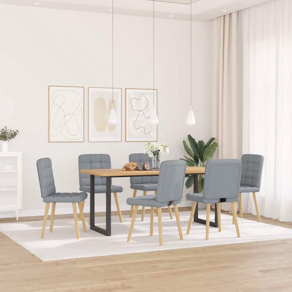 vidaXL Sedie da Pranzo 6 pz Grigio Chiaro in Tessuto