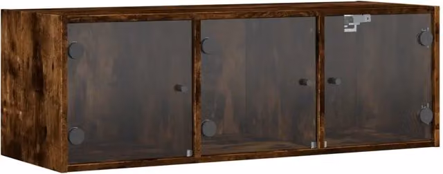 Armadietto a Muro | Mobile a Muro con Ante in Vetro Rovere Fumo 102x37x35 cm