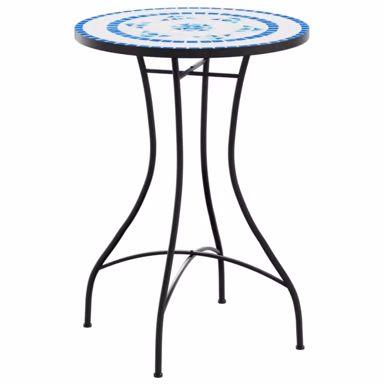 Tavolino da Bistrot con Mosaico Blu e Bianco Ø50x70 cm Vetroceramica