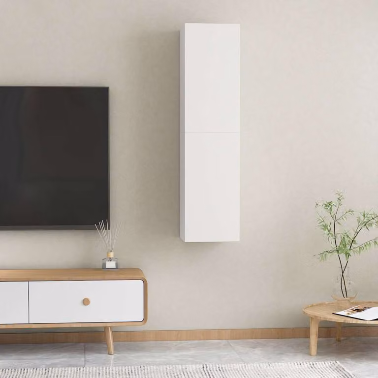 Set di 2 mobili TV vidaXL bianchi in legno multistrato e MDF per soggiorno, L 30,5 cm x P 30 cm x H 60 cm