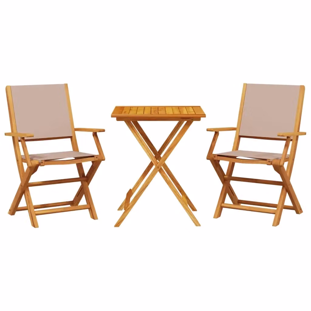 Set da Bistrot 3 Pezzi vidaXL in Legno di Acacia Olio Beige per Giardino e Terrazzo – 2