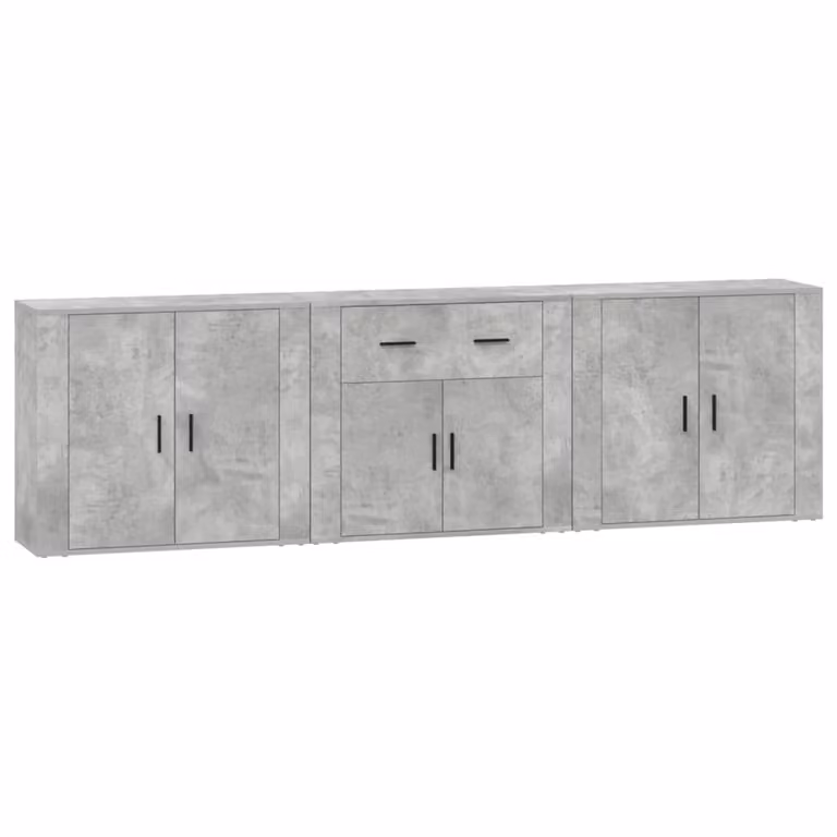Credenze 3 pz Grigio Cemento in Legno Multistrato