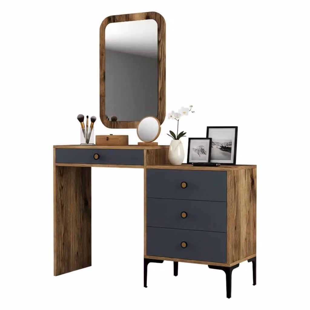 Consolle Namtheun DMORA, Tavolo multiuso e scrivania da corridoio, L: 124 cm, P: 40 cm, H: 85 cm, Noce e Antracite – 2