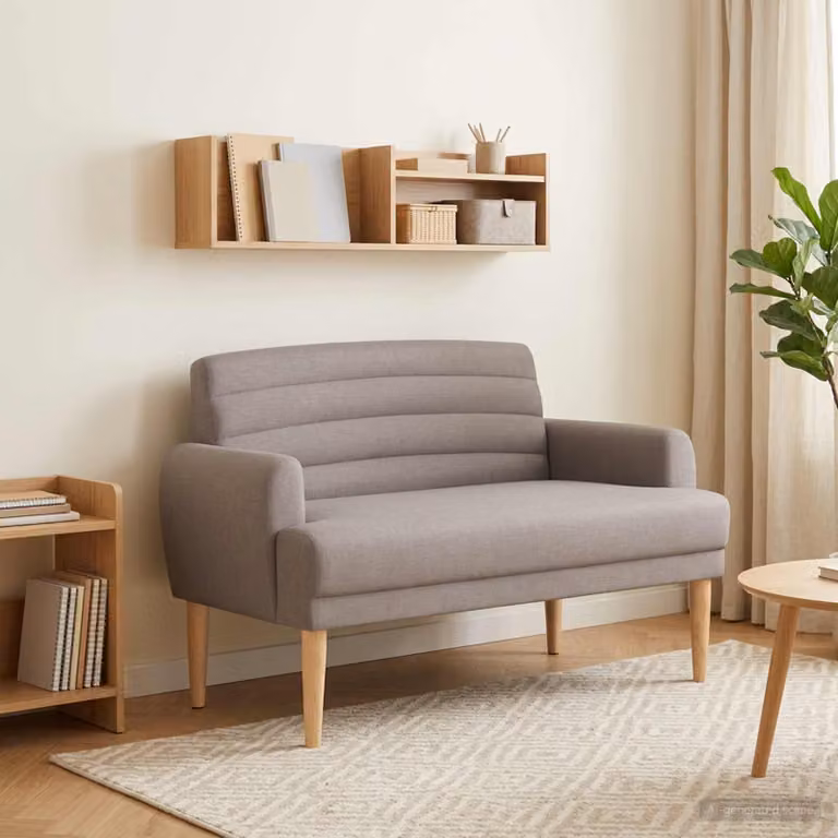 Loveseat moderno vidaXL in tessuto beige o grigio con seduta imbottita e coperture rimovibili L: 116 cm, P: 67 cm, H: 80 cm