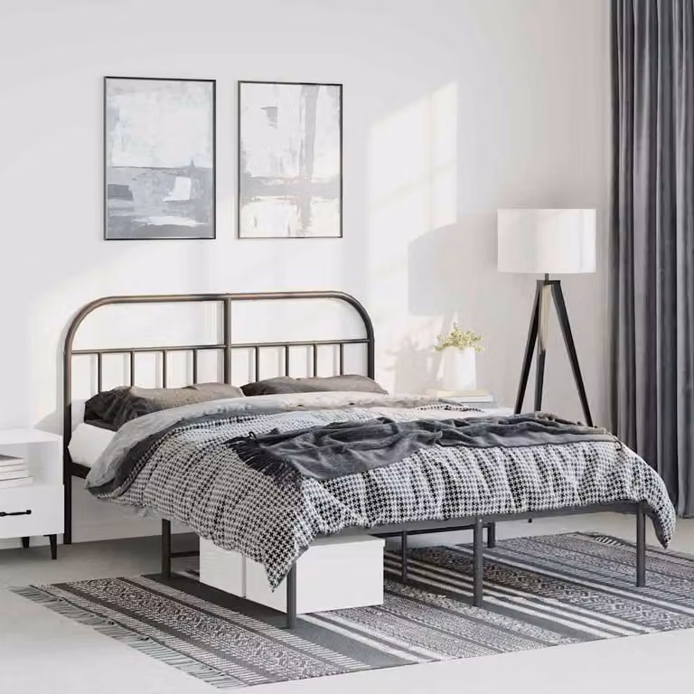 vidaXL Giroletto con Testiera in Metallo Nero L/P: 150 x 200 cm