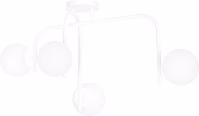 Lampadario a sospensione Ramachandra Luceart-Classic con 4 luci a bracci in acciaio bianco e sfere in vetro opalino – 1