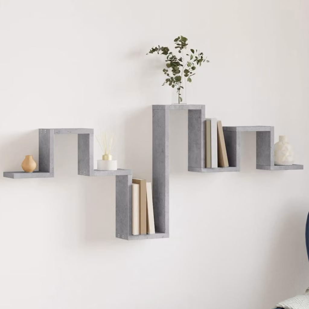 Scaffale a muro moderno vidaXL in legno e MDF grigio cemento L: 104,5 cm, P: 43 cm, H: 10 cm