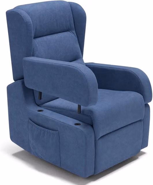 Poltrona relax elettrica Bilbao Redokasa per anziani con funzione alzapersona, 2 motori, braccioli estrabili e doppia pediera, colore Blu – 1