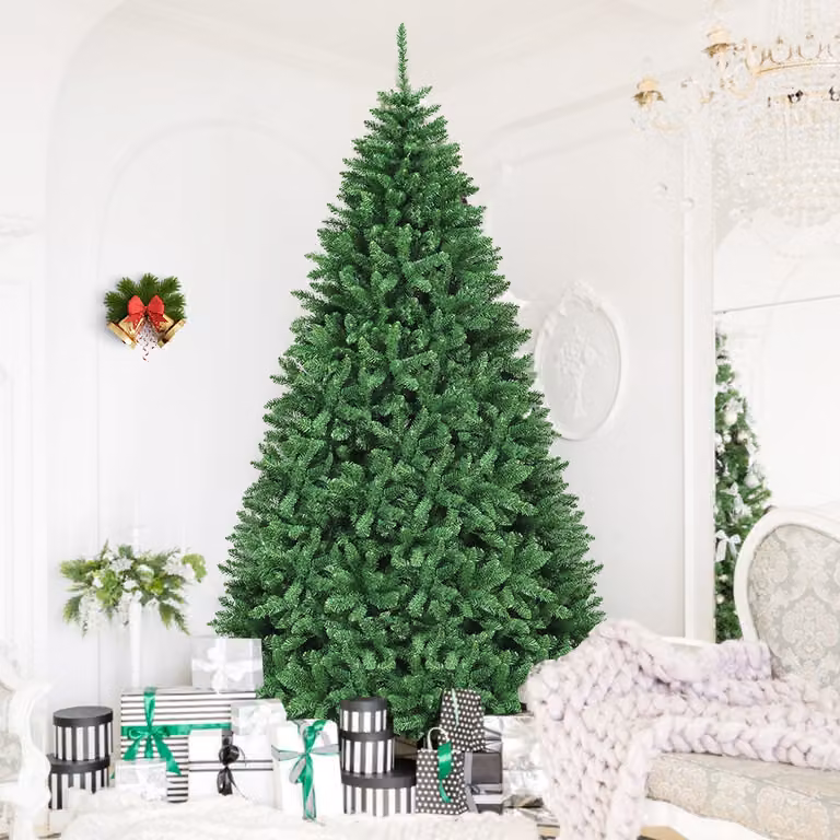 Albero di Natale Costway in Abete Artificiale Verde con Base in Metallo, Altezza: 275 cm