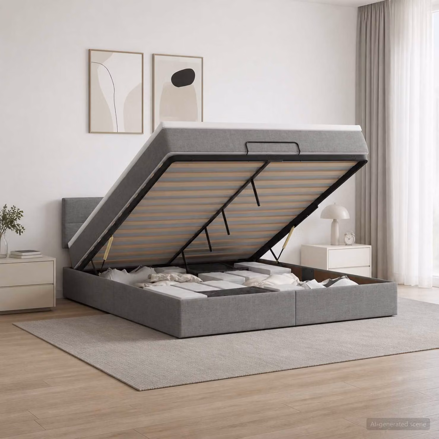 vidaXL Letto ottomano con materasso Grigio Scuro 160 x 200 cm Tessuto