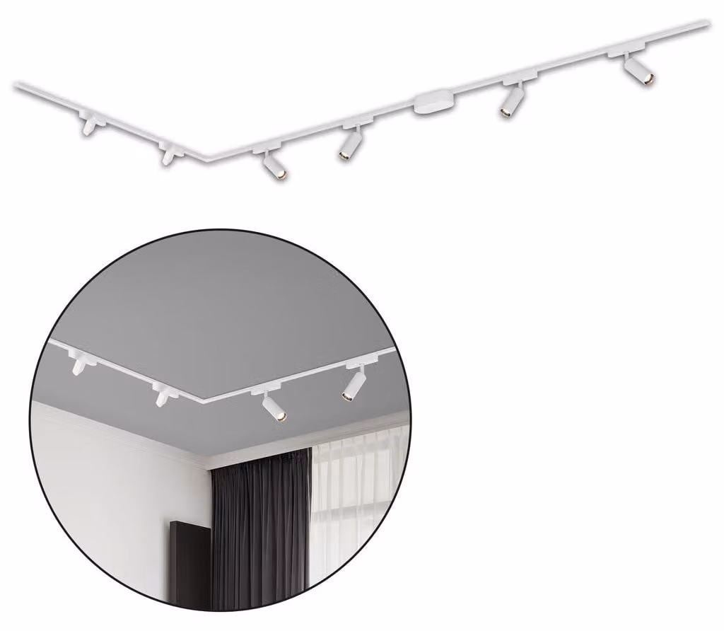 Sistema a binario Briloner Luxtrail, 4x faretti LED, 2x tracklight LED, a L, bianco