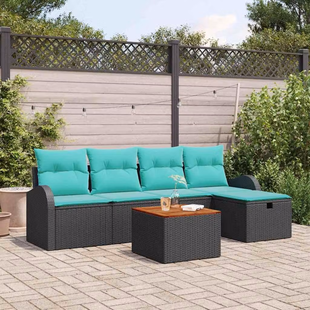 Maison Exclusive - Set da giardino composto da 6 pezzi, divano in rattan sintetico nero