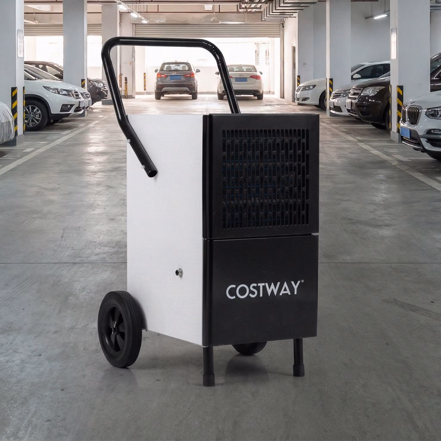 Deumidificatore industriale Costway bianco con pompa integrata per spazi fino a 70 m2