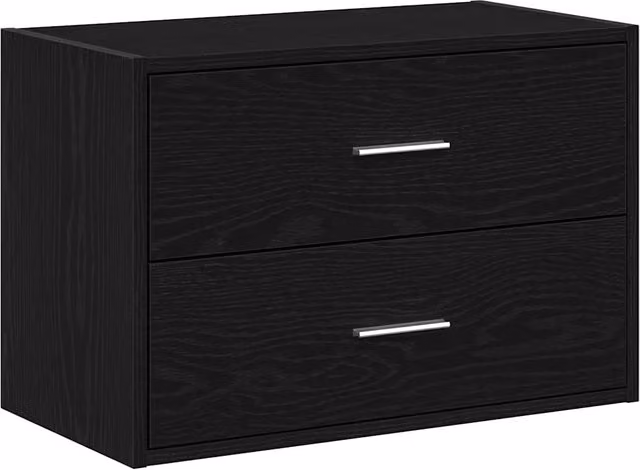 Armadio impilabile con 2 cassetti contenitore versatile 60 x 31 x 40 cm in legno multistrato rovere nero 02_0051190