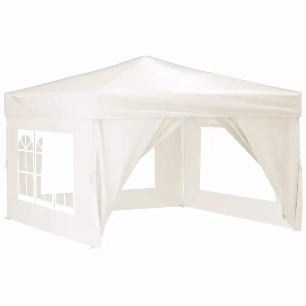 Tenda per feste pieghevole Videx con pareti laterali beige e bianca in poliestere e acciaio L/P/H: 3 x 3 x 2,45 m – 2