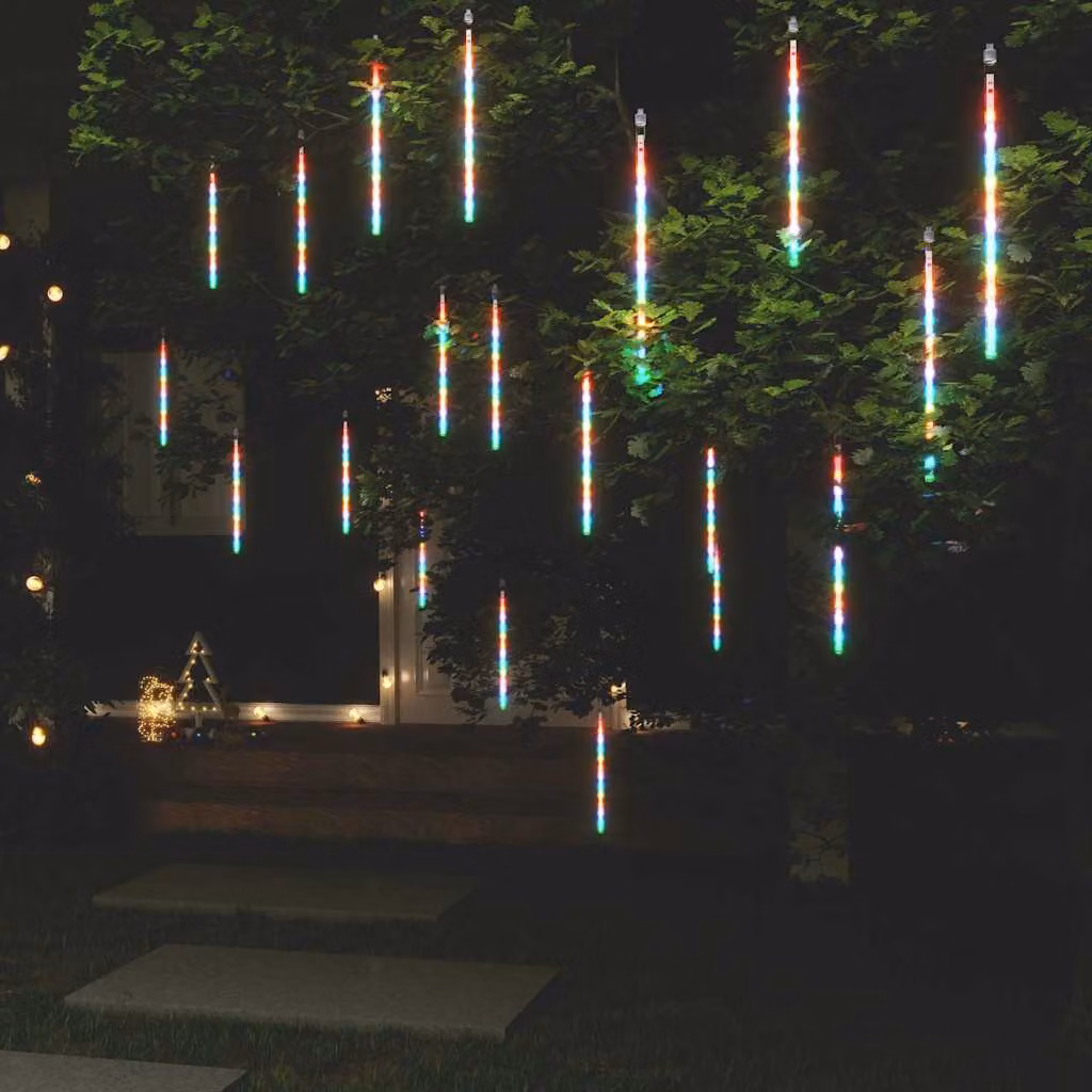vidaXL Luci Meteoriche RGB Multicolore con 480 LED, 20 pezzi da 30 cm per Interni ed Esterni