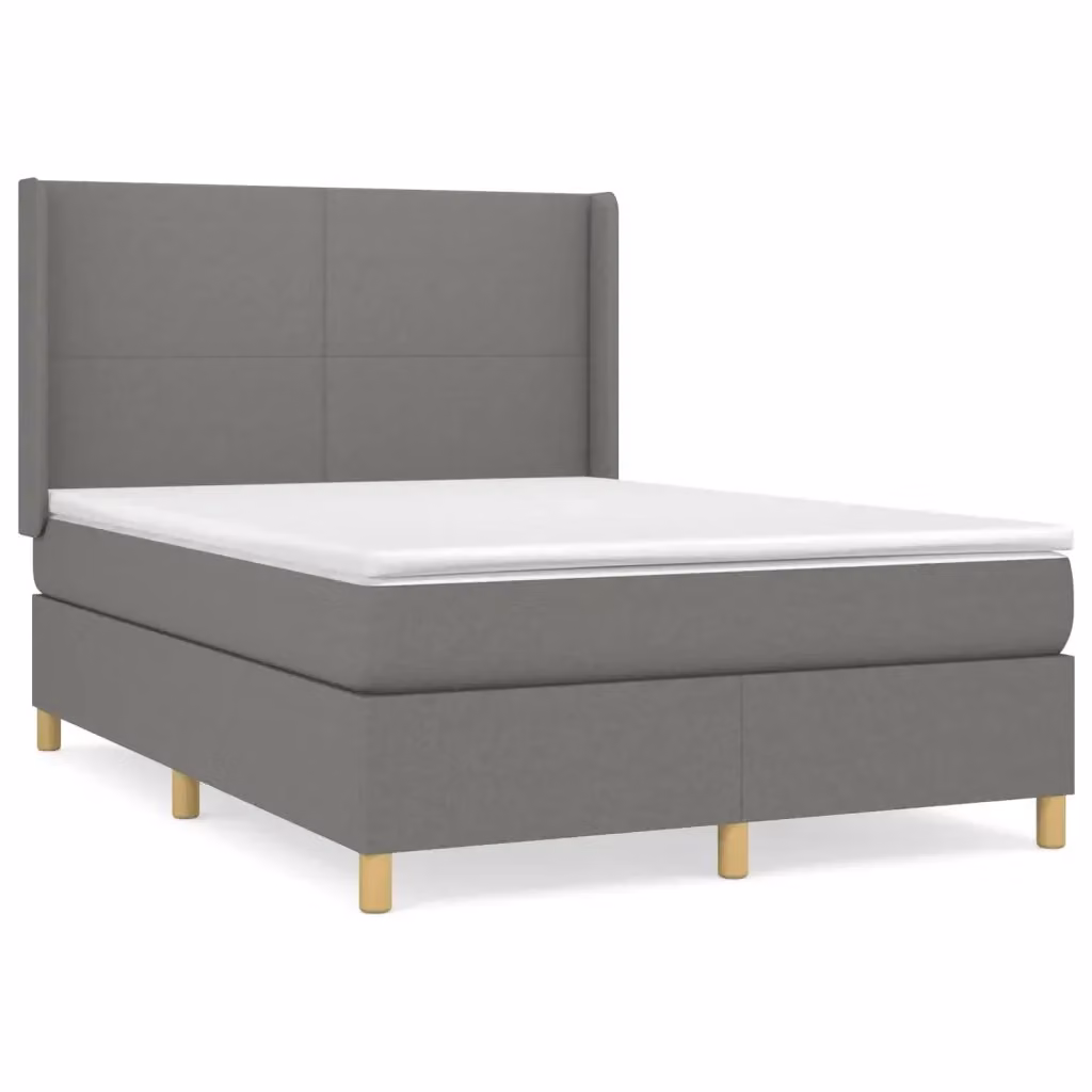 Letto Ibrido vidaXL con Giroletto a Molle e Materasso in Tessuto Grigio e Bianco L/P/H: 193 x 147 x 128 cm – 2