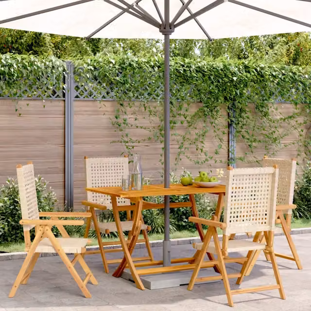 Sedie Reclinabili Pieghevoli 4pz Beige Polyrattan 3214526
