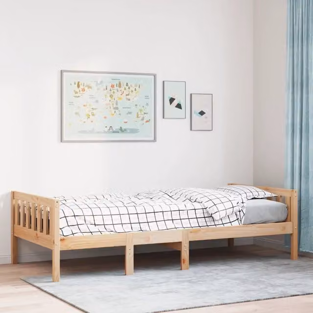 Letto per bambini vidaXL in legno massello di pino marrone senza materasso L/P/H: 195.5 x 75 x 80.5 cm – 1