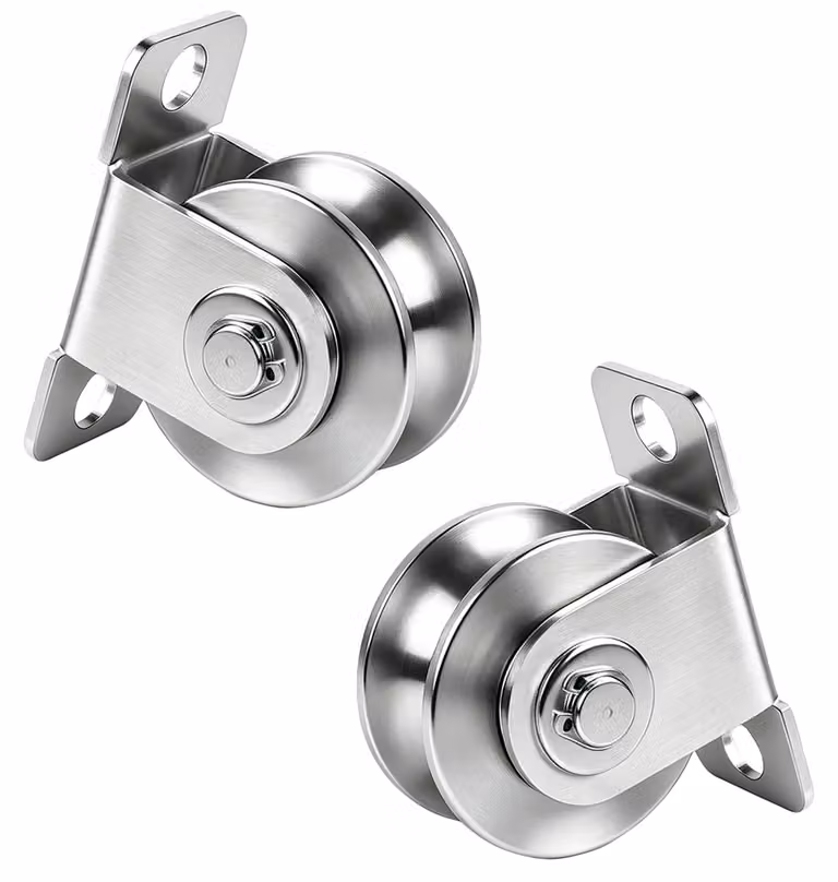 Confezione da 2 rulli di deviazione in acciaio inossidabile 304, diametro 48 mm, capacità di carico 350 kg
