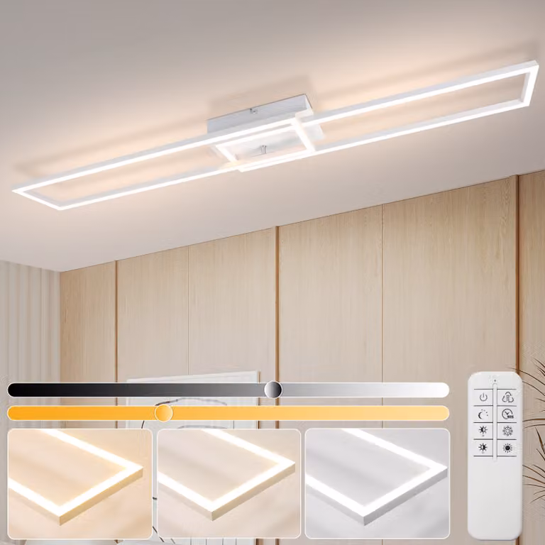 ZMH plafoniera Lampada da soffitto LED camera da letto cornice bianca camera da letto lampada moderna soggiorno lampada 32W 3000K cucina lampada bianco caldo sala da pranzo lampada rettangolare design per soggiorno sala da pranzo