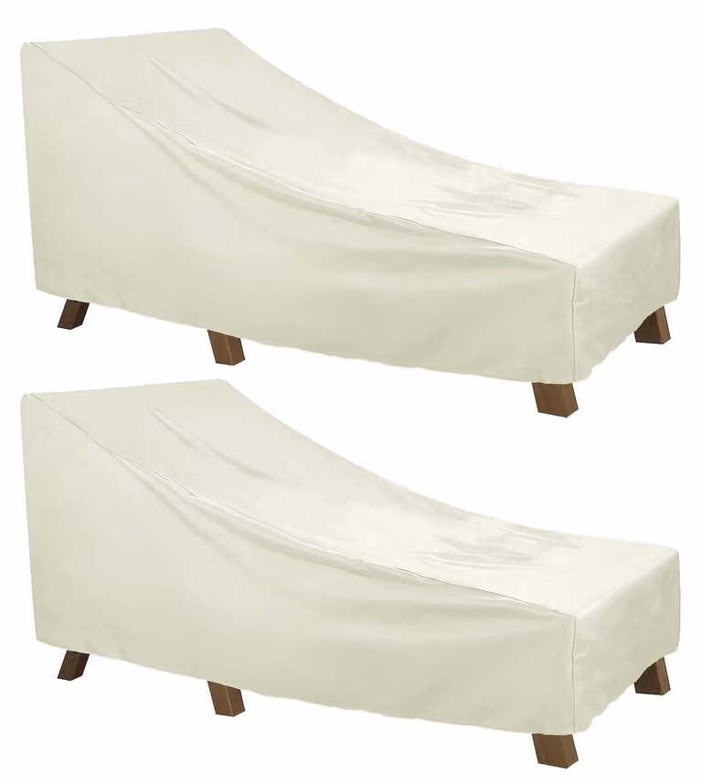 Copertura impermeabile per mobili da giardino, tessuto Oxford 210D, colore beige, set da 2, dimensioni 210x80x75 cm